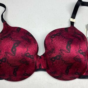 NWT Deesse Lingerie RED/BLK Lightly Lined Underwire, 44C *P1089